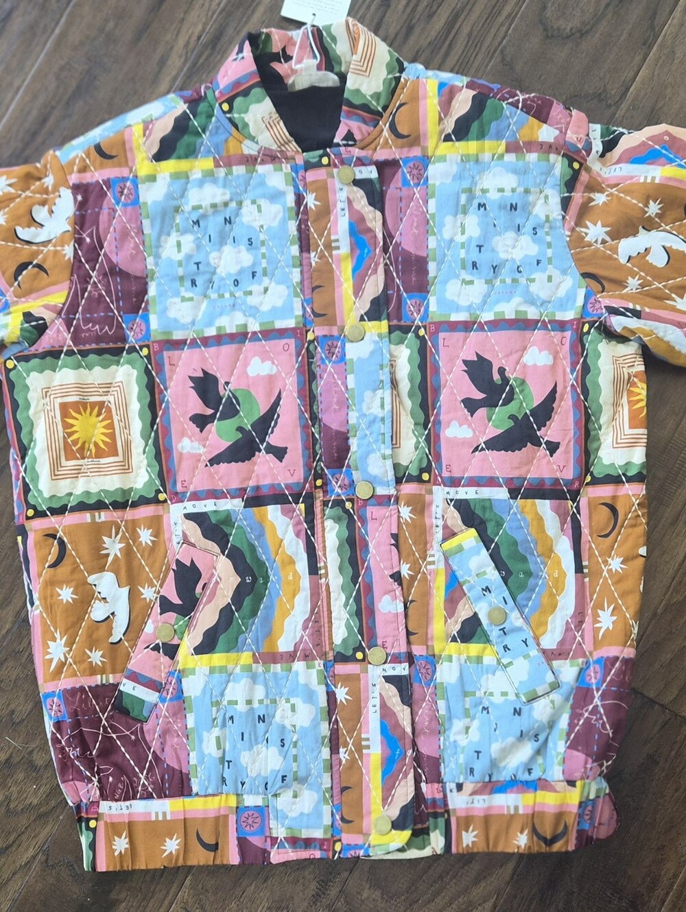 *NWT* [Sezane X Pangea] Richie Patchwork Quilted Jacket, Size 36/4 - Picture 7 of 12